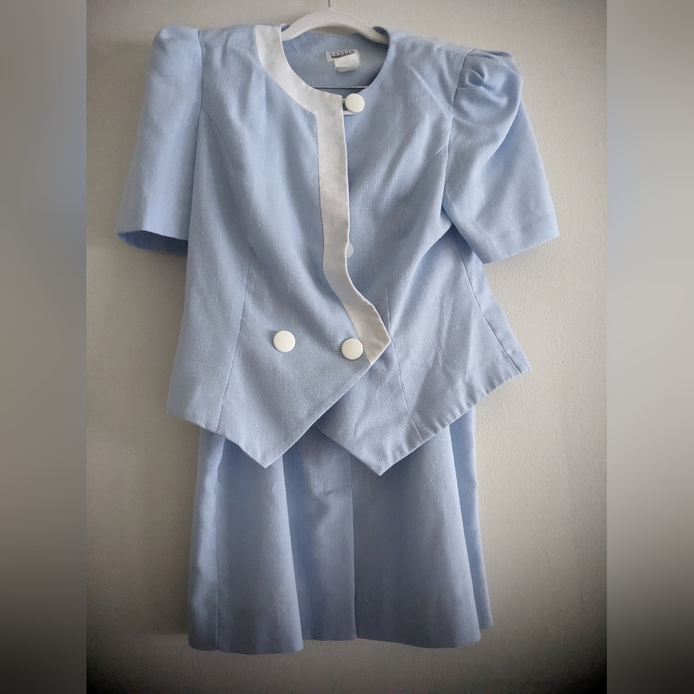 Women's two piece skirt suit - powder blue